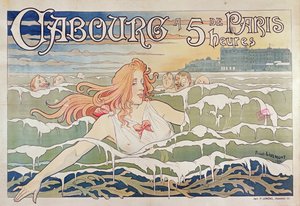 Poster voor de Franse Spoorwegen, reclame voor de gemakkelijke bereikbaarheid van Cabourg aan de Normandische kust vanuit Parijs, 1896